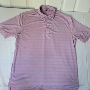 Peter Millar Summer Comfort Polo Shirt Men’s XL Pink Blue Stripe Whisper Rock